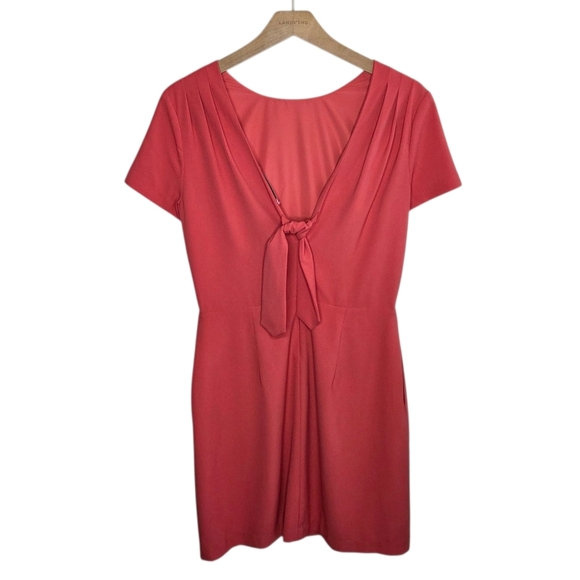 Cupcakes & Cashmere | Dark Coral Sheath Dress with Deep V-back Size 4 - Picture 7 of 7